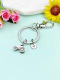 Tractor Keychain - Personalized Initial Charm, Farm Keyring