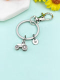 Tractor Keychain - Personalized Initial Charm, Farm Keyring