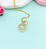 Libra Zodiac Necklace – Gold Pendant with Personalized Initial Charms A–Z Gift for Her, N3535