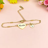 Gold or Silver Auntie Bracelet, Aunt Jewelry, Aunt Gift, D473