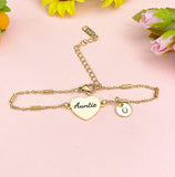 Gold or Silver Auntie Bracelet, Aunt Jewelry, Aunt Gift, D473
