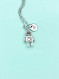 Silver Robot Charm Necklace Robotics Engineer School Gift, N4770