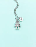 Silver Robot Charm Necklace Robotics Engineer School Gift, N4770