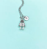 Silver Robot Charm Necklace Robotics Engineer School Gift, N4770