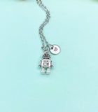 Silver Robot Charm Necklace Robotics Engineer School Gift, N4770