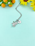 Eagle Necklace – Silver Pendant with Personalized Initial Charms A–Z, N348S