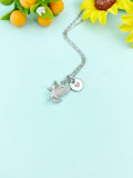 Eagle Necklace – Silver Pendant with Personalized Initial Charms A–Z, N348S