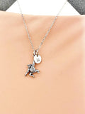 Silver Orangutan Monkey Charm Necklace with Personalized Initial Pendant, N249