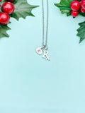 Silver Rx Heart Charm Necklace with Personalized Initial Pendant, N21N