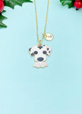 Gold Cute Dalmatian Dog Charm Necklace, N5906