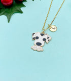 Gold Cute Dalmatian Dog Charm Necklace, N5906