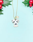 Gold Cute Dalmatian Dog Charm Necklace, N5906