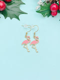Gold Flamingo Charm Earrings, AN2696