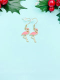Gold Flamingo Charm Earrings, AN2696