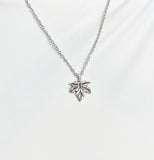 Silver Maple Leaf Necklace, Autumm Fall Gift, N727C