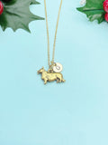 Gold Corgi Dog Charm Necklace, N423A