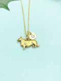 Gold Corgi Dog Charm Necklace, N423A
