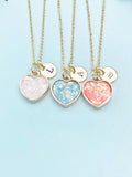 Heart Necklace, Gold Heart Opal Charm Necklace, Heart White Imitation Opal Charm, Heart Necklace, Personalized Gift, N1113