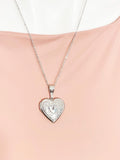 Silver Heart Flower Locket Pendant Necklace, Love Necklace, Keepsake Photo Frame Charm, Stainless Steel Locket, D324L