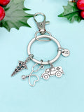 Ambulance Caduceus Stethoscope Charm Keychain, N1981A