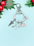 Ambulance Caduceus Stethoscope Charm Keychain, N1981A