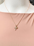 Rose Gold Cross Charm Necklace with Personalized Initial Pendant, N6755