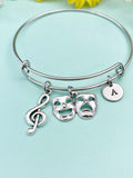 School Music Theater Drama Mask Charm Bracelet, Treble Clef Comedy Tragedy Mask Charm, Actor Theater Arts Gifts, N4654A