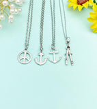 Peace Anchor Compass Necklace, Personalized Gift, N4194