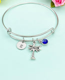 Silver Palm Tree Charm Bracelet Personalized Customized Monogram Made to Order Jewelry, N2119D