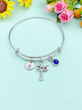 Silver Palm Tree Charm Bracelet Personalized Customized Monogram Made to Order Jewelry, N2119D