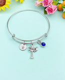 Silver Palm Tree Charm Bracelet Personalized Customized Monogram Made to Order Jewelry, N2119D