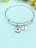 Donut Silver Charm Bracelet, Stainless Steel Jewelry, Foodie Jewelry Gifts, N6532B