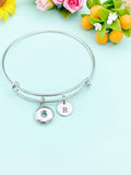 Donut Silver Charm Bracelet, Stainless Steel Jewelry, Foodie Jewelry Gifts, N6532B