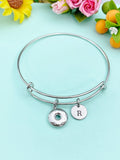 Donut Silver Charm Bracelet, Stainless Steel Jewelry, Foodie Jewelry Gifts, N6532B