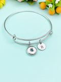 Donut Silver Charm Bracelet, Stainless Steel Jewelry, Foodie Jewelry Gifts, N6532B