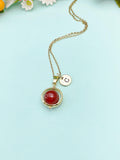 Gold Natural Carnelian Gemstone Necklace, N3794A