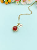Gold Natural Carnelian Gemstone Necklace, N3794A