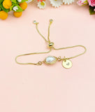 Gold Baroque Keshi Pearl Bracelet with Personalized Initial Charm, N6765