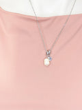 Silver Freshwater Pearl Necklace with Zirconia Bail and Initial Pendant, N6775