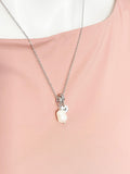 Silver Freshwater Pearl Necklace with Zirconia Bail and Initial Pendant, N6775