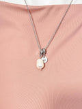 Silver Freshwater Pearl Necklace with Zirconia Bail and Initial Pendant, N6775