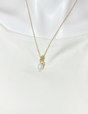 Gold Freshwater Pearl Necklace with Zirconia Bail and Initial Pendant, N6774