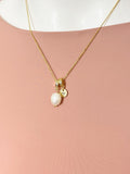 Gold Freshwater Pearl Necklace with Zirconia Bail and Initial Pendant, N6774