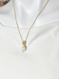 Gold Freshwater Pearl Necklace with Zirconia Bail and Initial Pendant, N6774
