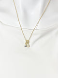Gold Blue Sapphire Heart Necklace with Zirconia Bail and Initial Pendant, N6780