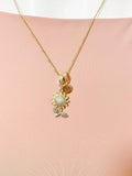 Gold Sunflower Necklace with Zirconia Bail and Initial Pendant, N6782