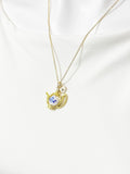 Teapot Porcelain Blue Flower Charm Necklace, N6069G