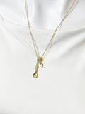 Gold Fork Necklace with Zirconia Bail and Initial Pendant, N6789
