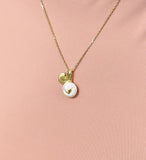 Gold Natural Cultured Freshwater Pearl Necklace with Initial Pendant, N6790