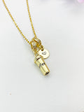 Gold Coffee Cup Necklace with Cubic Zirconia Bail and Initial Pendant, N6794